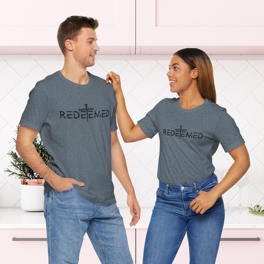 couple in redeemed t-shirt