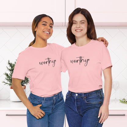 Unisex 'Worthy' Short Sleeve Tee - Embrace Self-Love & Positivity