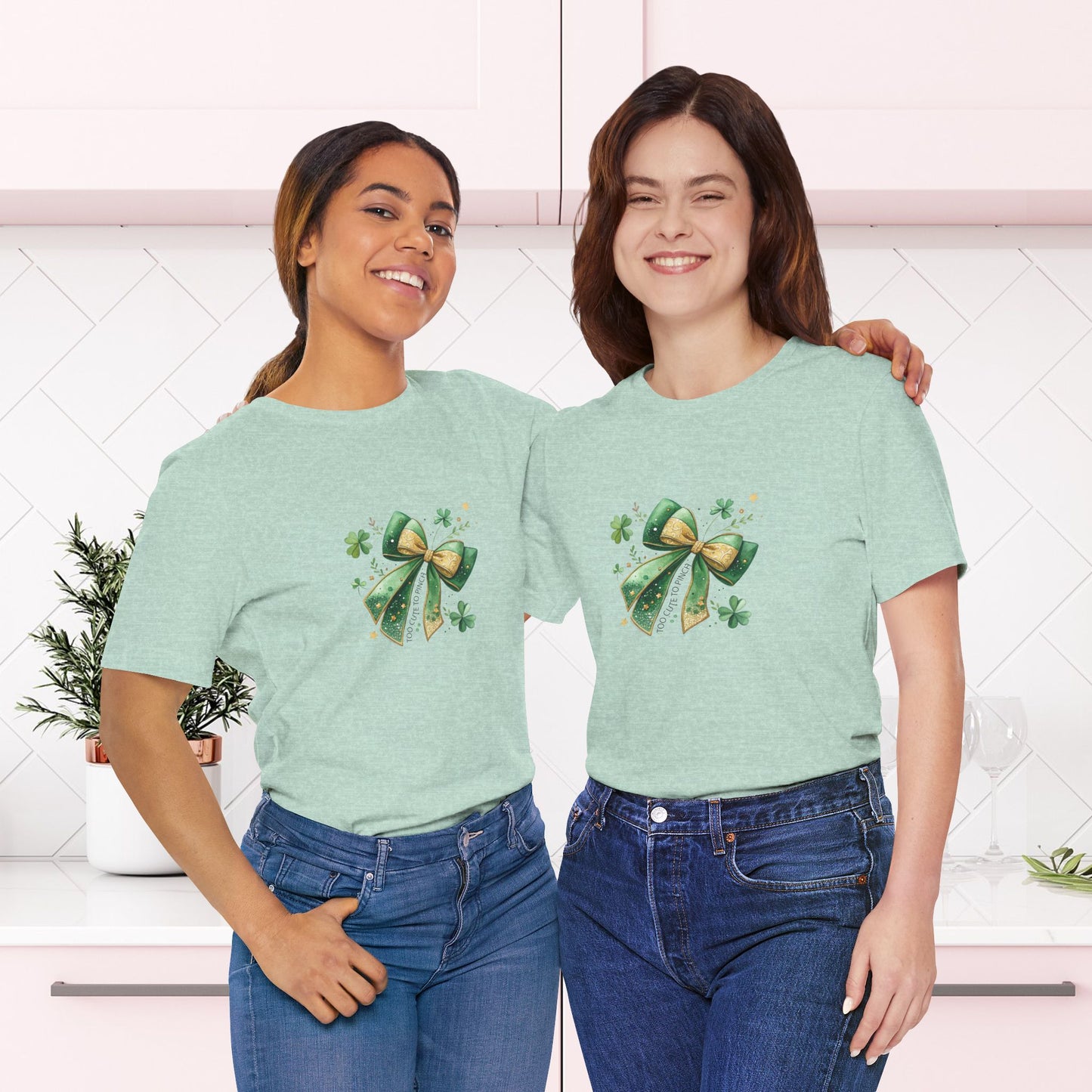 Too Cute to Pinch T-Shirt – Coquette Bow St. Patrick’s Day |  Unisex Tee - Celebrate in Style!