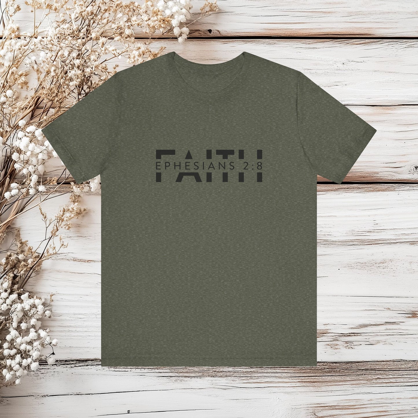 Faith Ephesians 2:8 T-Shirt - Christian Bible Verse Tee | Unisex Jersey Short Sleeve Tee