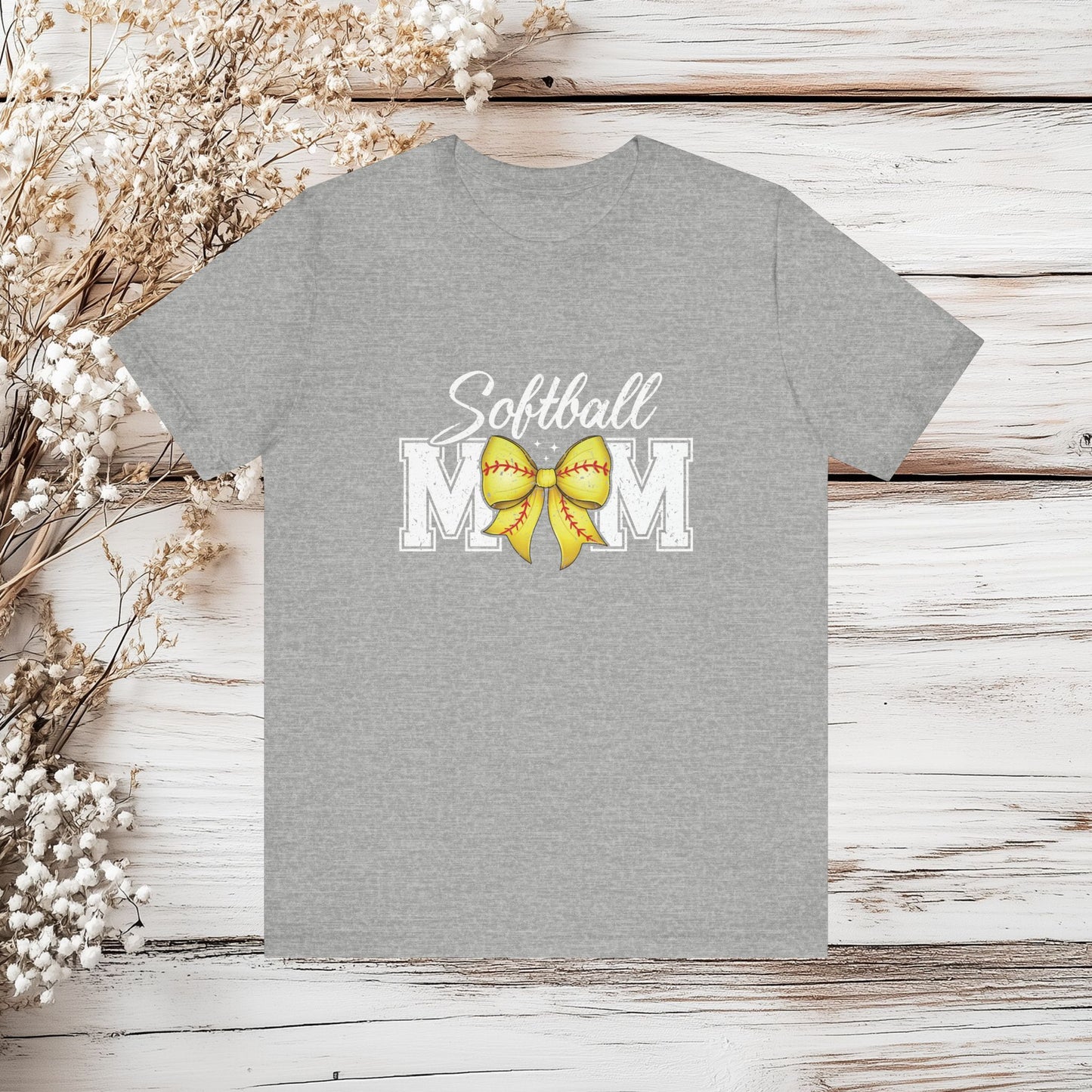 Softball Mom T-Shirt with Bow - Sports Mom Tee - Game Day Shirt | Unisex Jersey Short Sleeve Tee