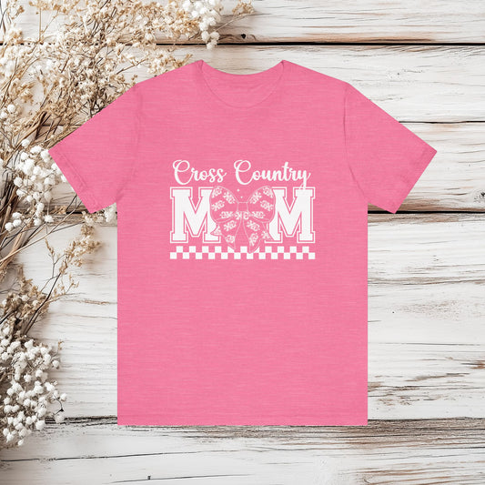 Cross Country Mom T-Shirt with Bow - XC Mom Tee - Running Mom Shirt | Unisex Jersey Short Sleeve Tee