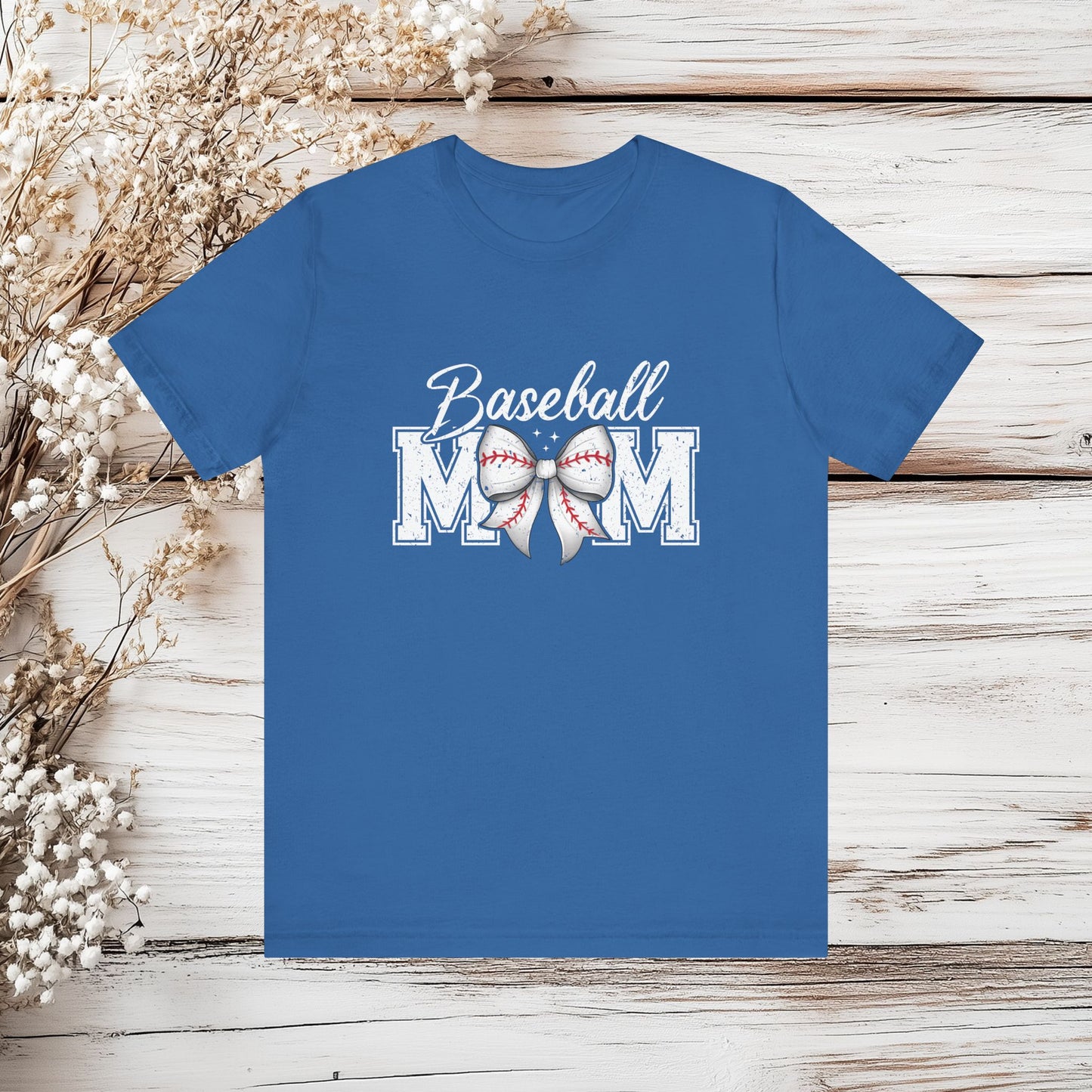 Baseball Mom T-Shirt with Coquette Bow - Sports Mom Tee - Game Day Shirt | Unisex Jersey Short Sleeve Tee