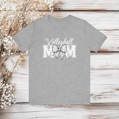 Volleyball Mom T-Shirt with Bow - Sports Mom Tee - Game Day Shirt | Unisex Jersey Short Sleeve Tee