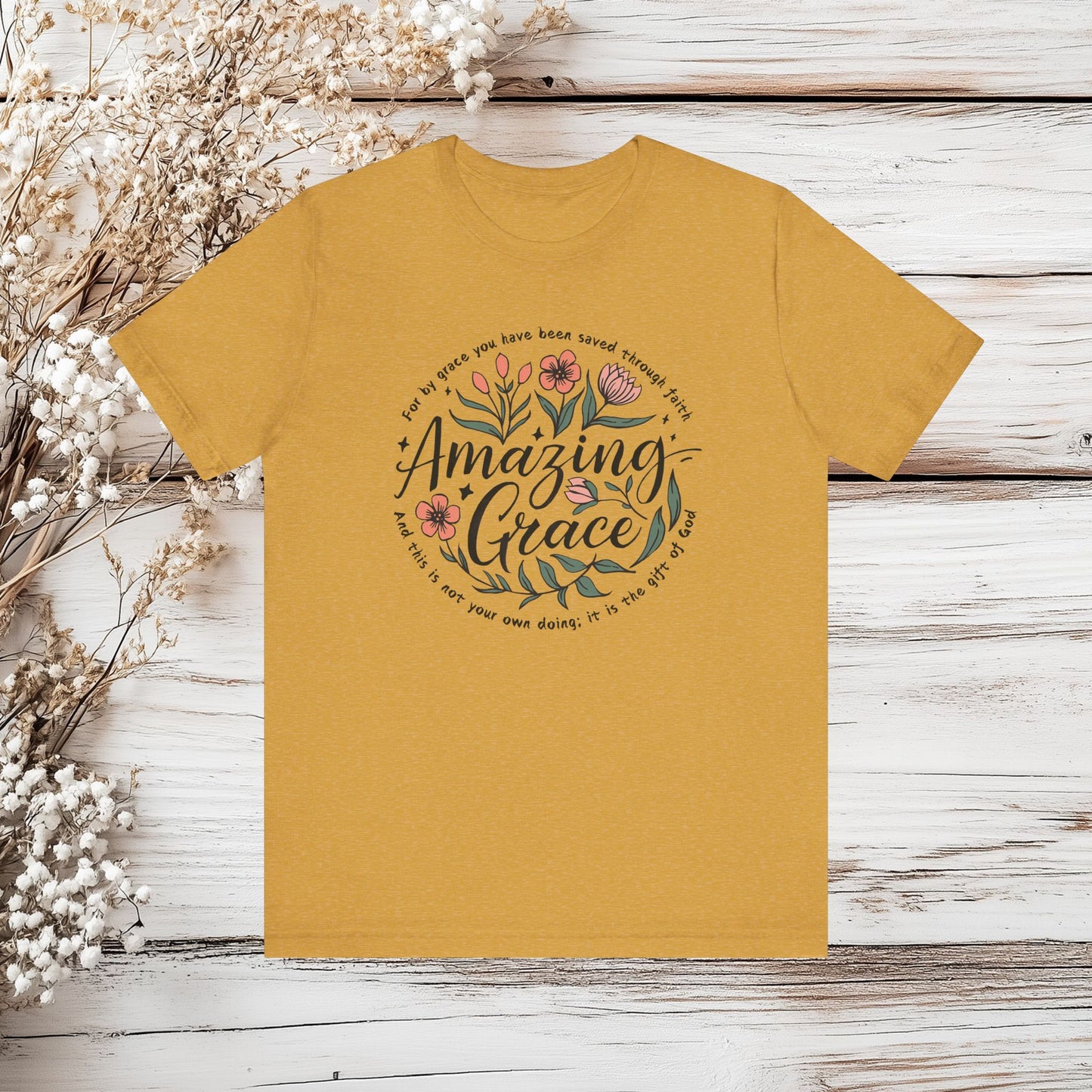 Amazing Grace Christian T-Shirt - Inspirational Faith-Based Tee | Unisex Jersey Short Sleeve Tee