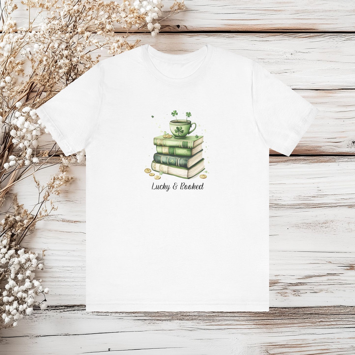 Lucky & Booked - St. Patrick's Day Book Lover Tee | Unisex Jersey Short Sleeve Tee