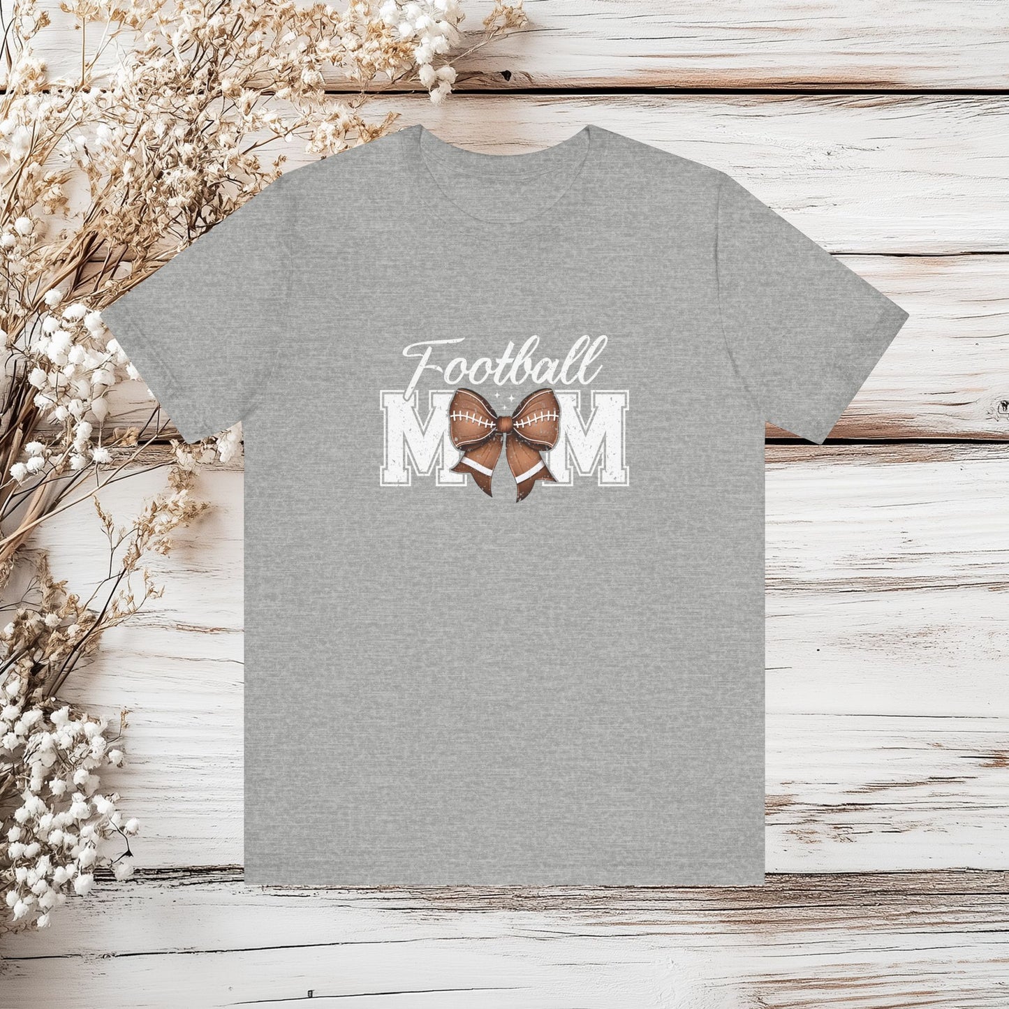 Football Mom T-Shirt with Bow - Sports Mom Tee - Game Day Shirt | Unisex Jersey Short Sleeve Tee