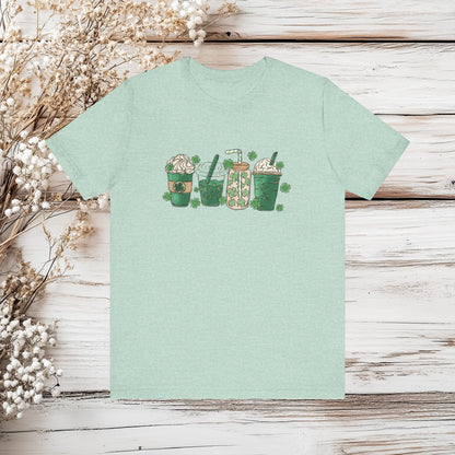 Lucky Shamrock St. Patrick's Day Coffee Tee – Festive & Fun! | Unisex Jersey Short Sleeve Tee