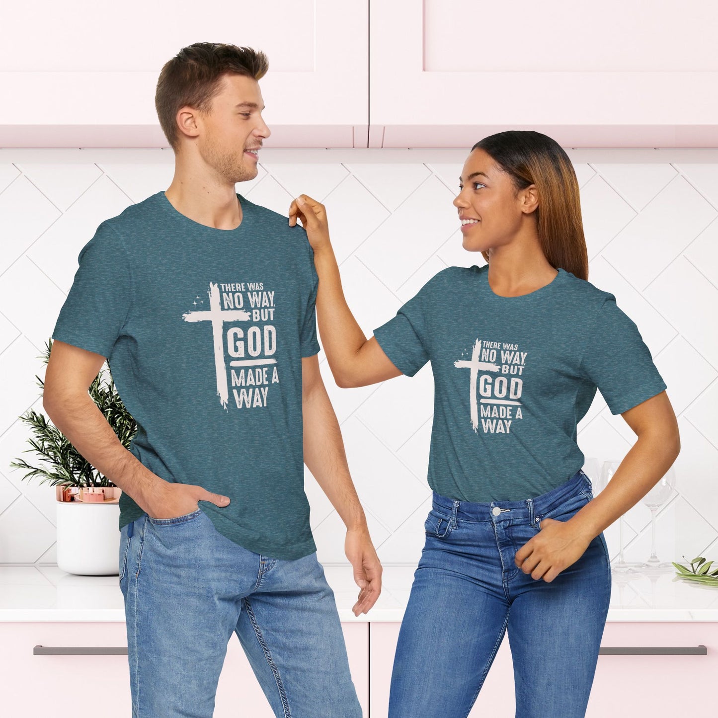 There Was No Way But God Made A Way T-Shirt - Christian Faith Tee | Unisex Jersey Short Sleeve Tee