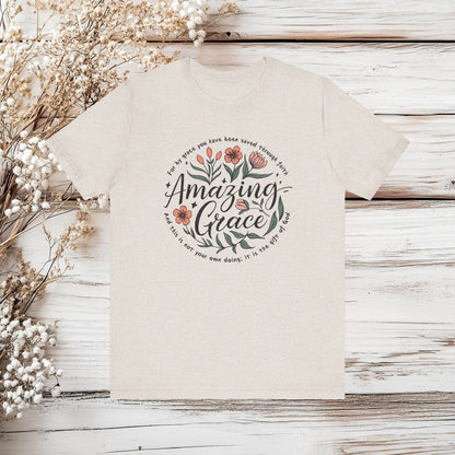 Amazing Grace Christian T-Shirt - Inspirational Faith-Based Tee | Unisex Jersey Short Sleeve Tee