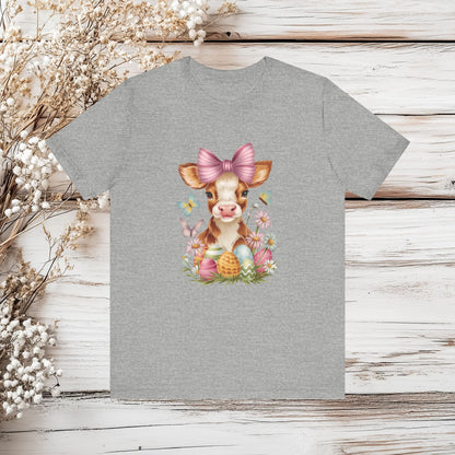 Easter Calf T-Shirt, Cute Cow Easter Tee, Baby Cow Shirt, Easter Egg Shirt, Springtime Tee