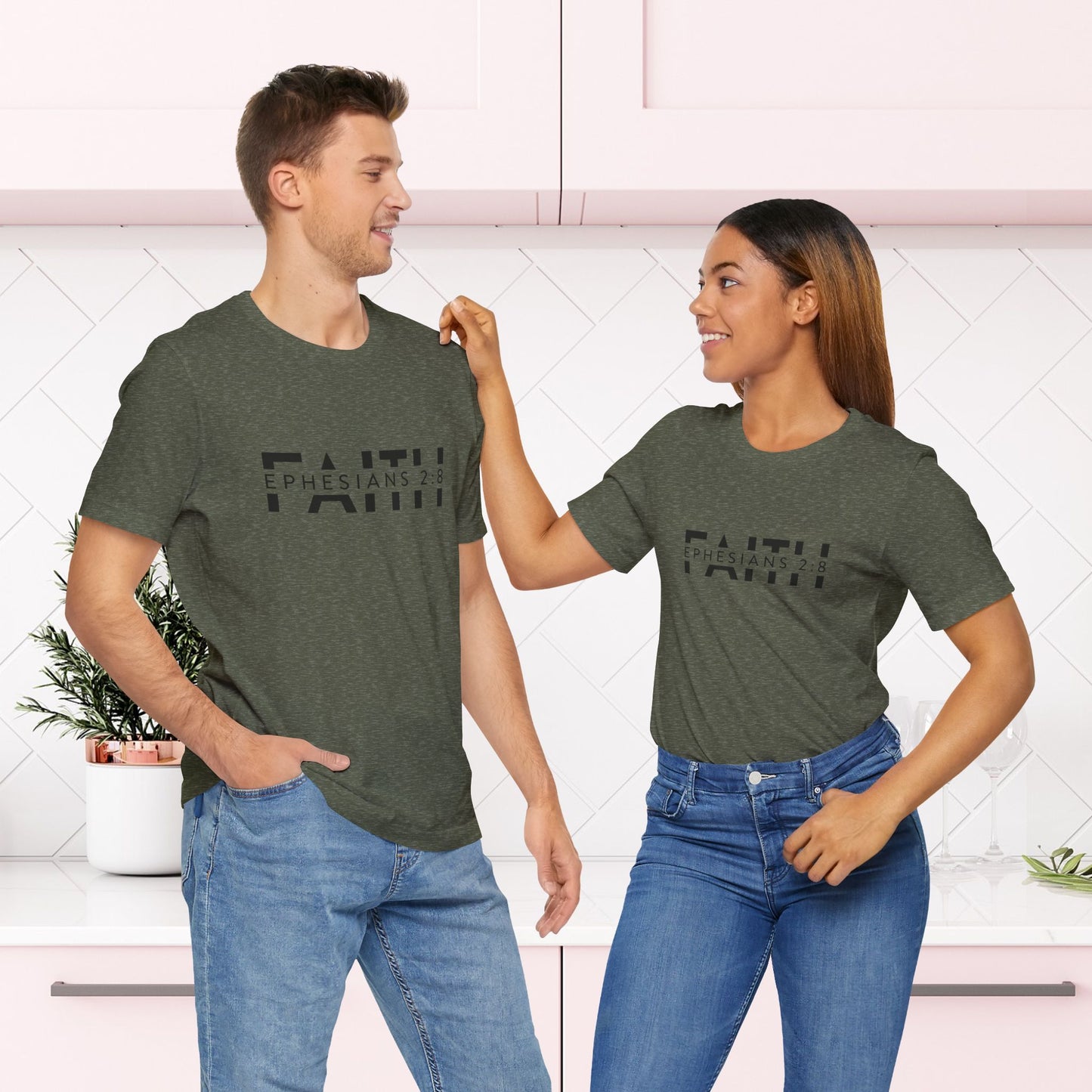 Faith Ephesians 2:8 T-Shirt - Christian Bible Verse Tee | Unisex Jersey Short Sleeve Tee