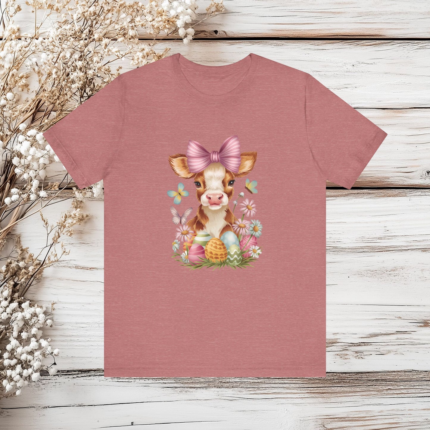 Easter Calf T-Shirt, Cute Cow Easter Tee, Baby Cow Shirt, Easter Egg Shirt, Springtime Tee