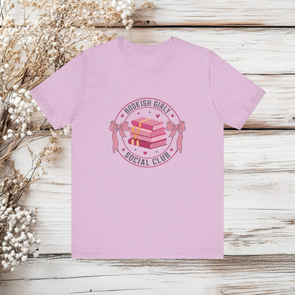 Bookish Girly Social Club T-Shirt – Cute & Cozy Book Lover Tee 🎀Unisex Jersey Short Sleeve Tee