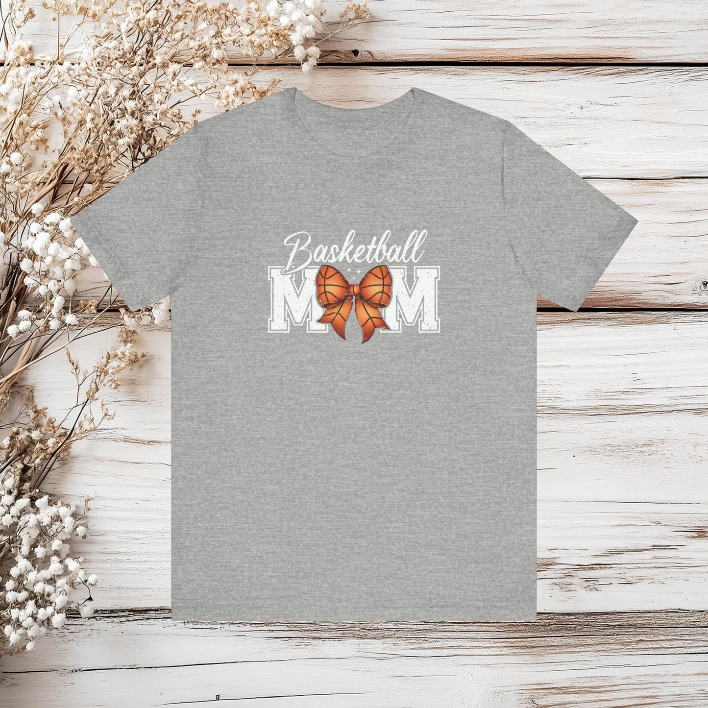 Basketball Mom T-Shirt with Bow - Sports Mom Tee - Game Day Shirt | Unisex Jersey Short Sleeve Tee