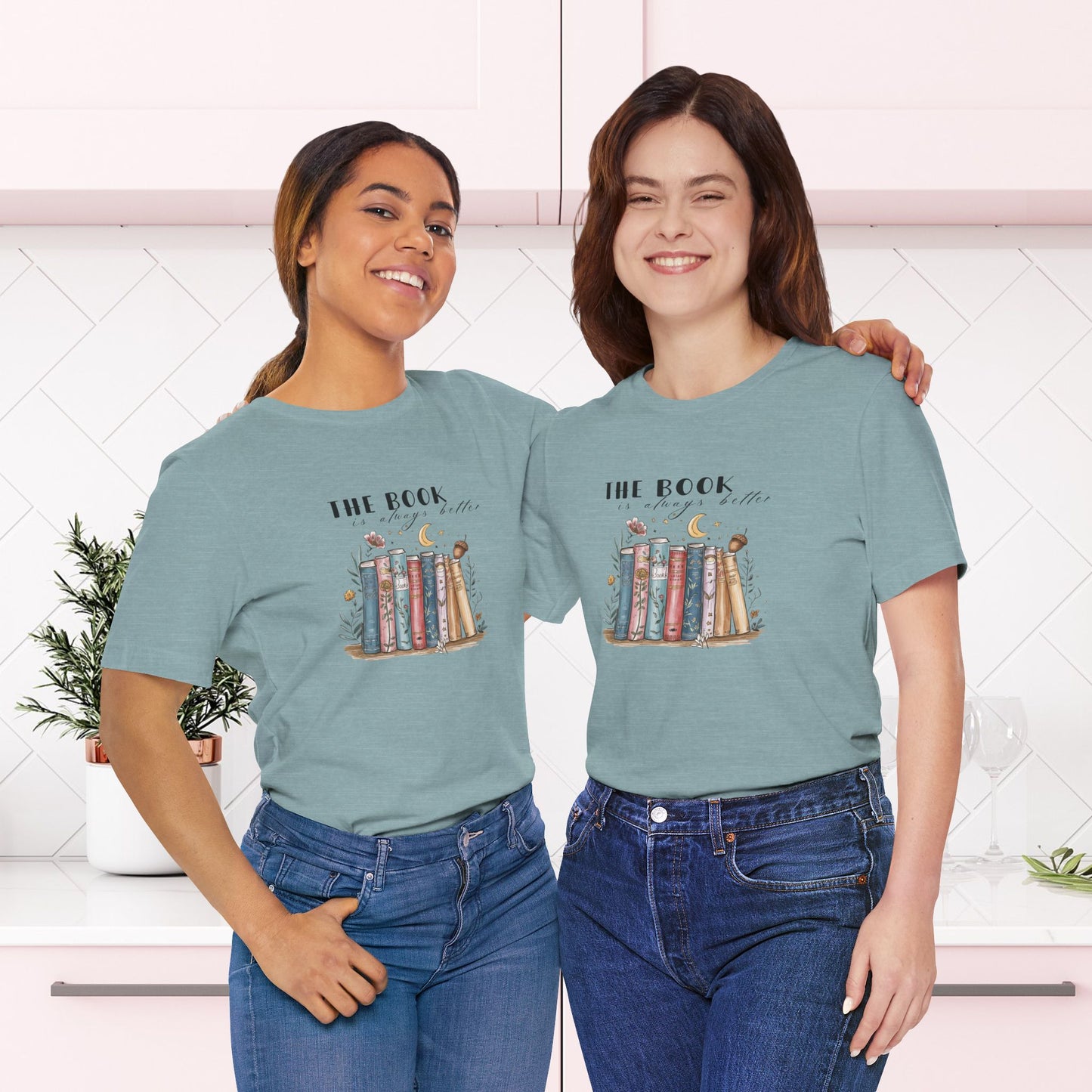 Whimsical Bookshelf Tee – Vintage Book Lover T-Shirt  | Unisex Jersey Short Sleeve Tee