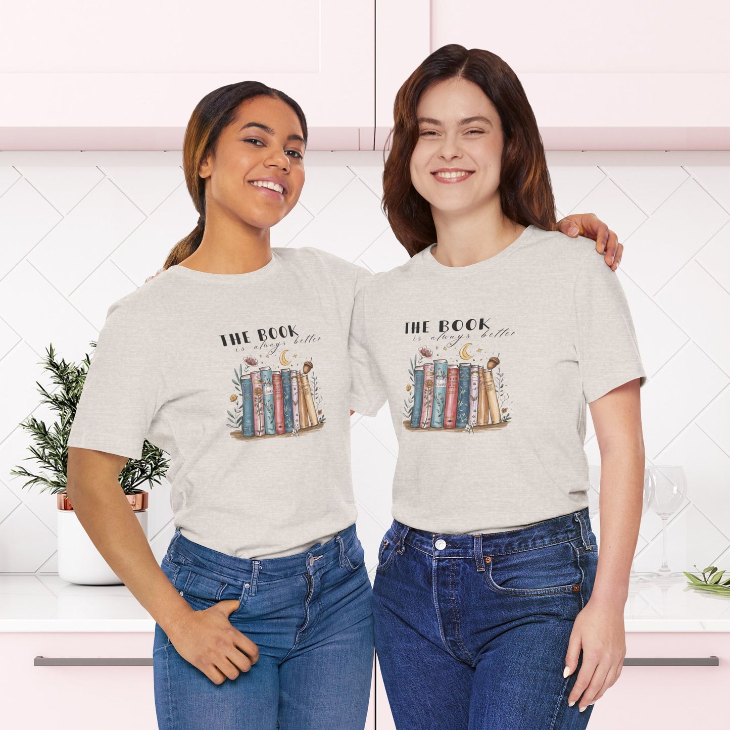 Whimsical Bookshelf Tee – Vintage Book Lover T-Shirt  | Unisex Jersey Short Sleeve Tee