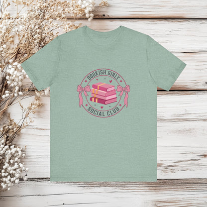 Bookish Girly Social Club T-Shirt – Cute & Cozy Book Lover Tee 🎀Unisex Jersey Short Sleeve Tee