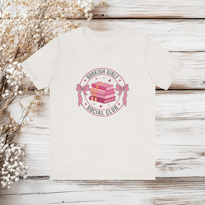 Bookish Girly Social Club T-Shirt – Cute & Cozy Book Lover Tee 🎀Unisex Jersey Short Sleeve Tee