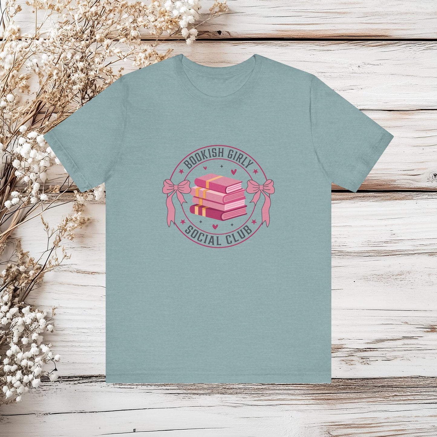 Bookish Girly Social Club T-Shirt – Cute & Cozy Book Lover Tee 🎀Unisex Jersey Short Sleeve Tee