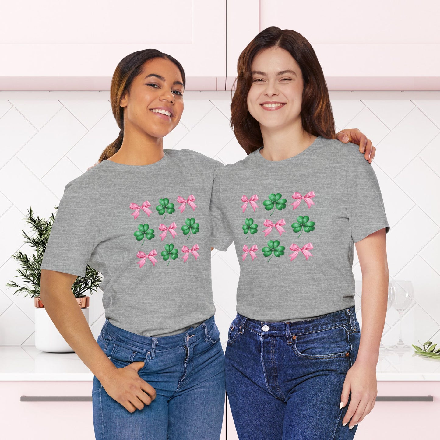 Lucky Coquette Clover T-Shirt – Feminine St. Patrick’s Day | Unisex Jersey Tee