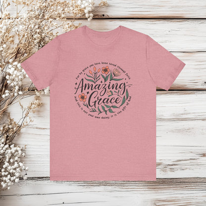 Amazing Grace Christian T-Shirt - Inspirational Faith-Based Tee | Unisex Jersey Short Sleeve Tee