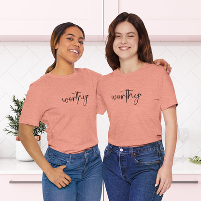 Unisex 'Worthy' Short Sleeve Tee - Embrace Self-Love & Positivity