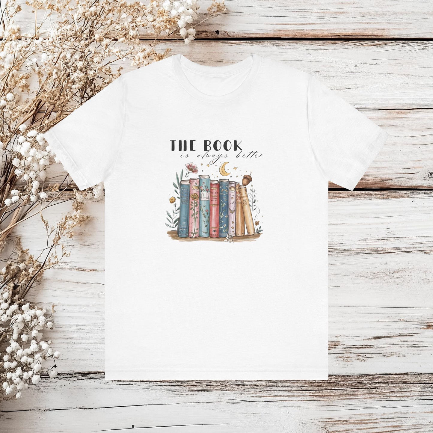 Whimsical Bookshelf Tee – Vintage Book Lover T-Shirt  | Unisex Jersey Short Sleeve Tee