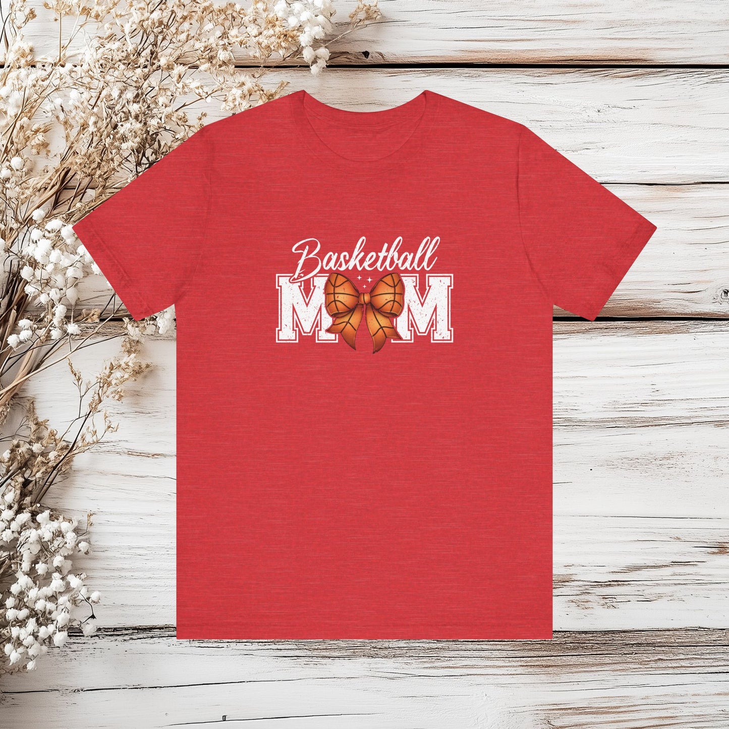 Basketball Mom T-Shirt with Bow - Sports Mom Tee - Game Day Shirt | Unisex Jersey Short Sleeve Tee