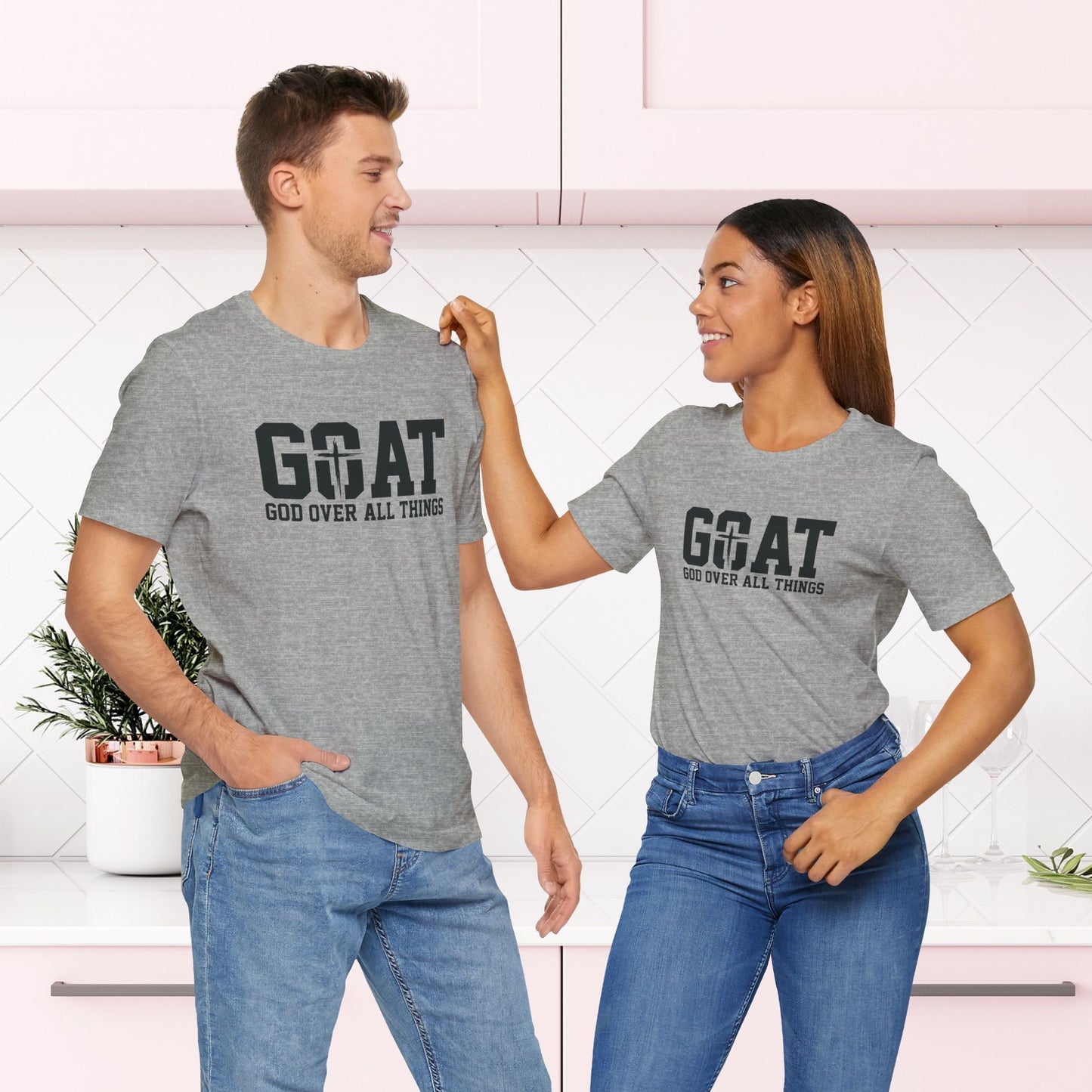 GOAT God Over All Things T-Shirt - Christian Faith Tee | Unisex Jersey Short Sleeve Tee